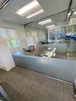 Frosted Partitioners in this Glass Office