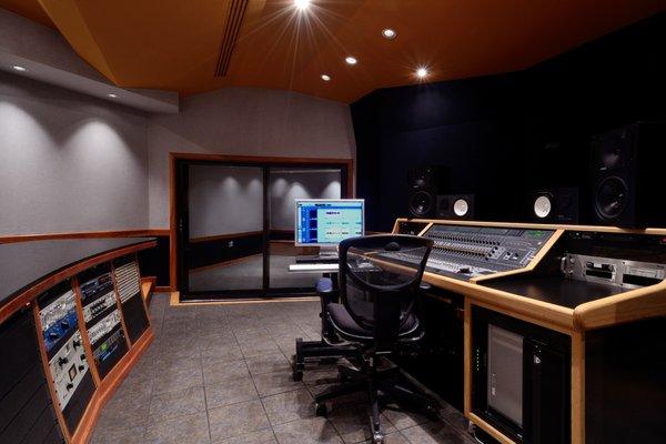 Studio B Control Room Formerly housed a large analog console, it's since been renovated for the economical session without a loss of quality