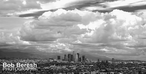 "LA CLOUDS" - Available in large format panorama. Very graphic juxtaposition of the city against dramatic clouds.