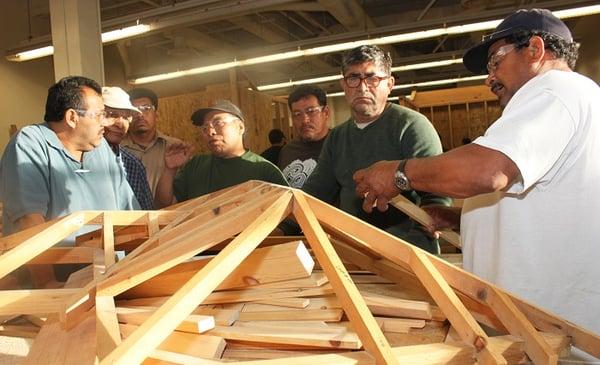 CARECEN Day Laborers at a recent beginner journeyman course at LA Trade Tech