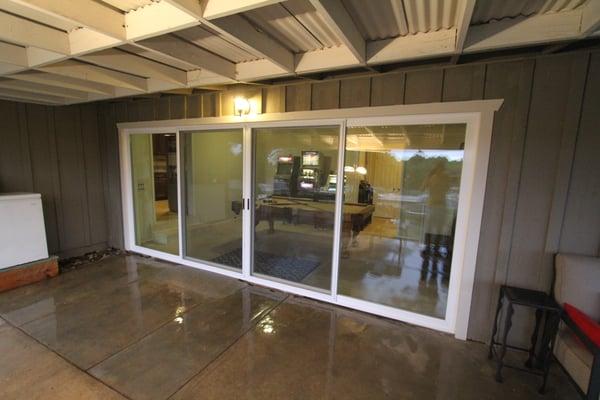 16 ft. Milgard 4 Panel Sliding glass door conversion. This wall started with a 6 ft wide sliding glass door.