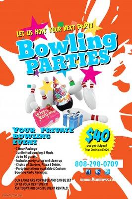 Bowling Parties - visit our website or call today for more information