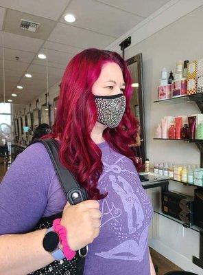 Balayage with magenta fashion color