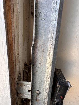 Damage to rail caused by installer