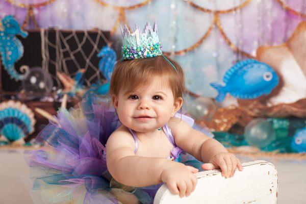 Little Mermaid 1st Birthday w/tutu and crown