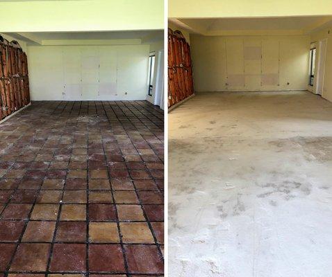 Mexican tile removal 1,100 sqft. in West Palm - One day removal