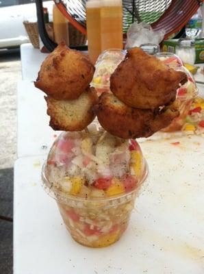 Delicioso conch salad and fried conch balls from Kev's Conch and BBQ! :)