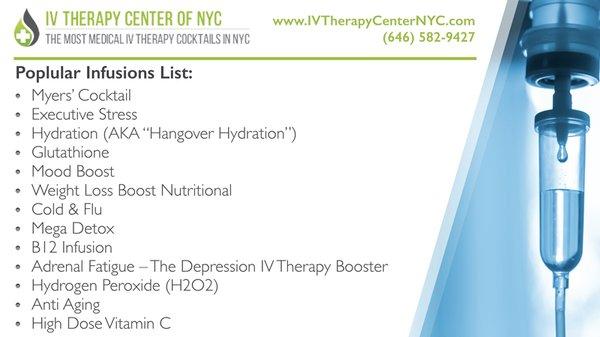 Popular IV Therapy Infusions List - IV Therapy Center of NYC