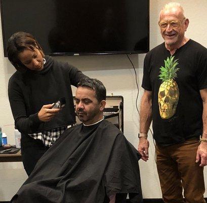 Waiting my turn at a fade, "Barbers Bootcamp", Fresno