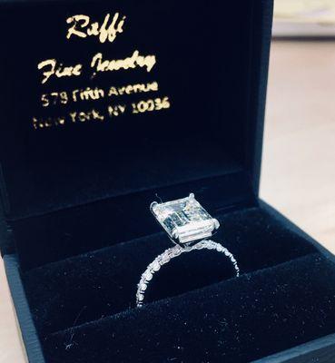 Beautiful custom made Emerald cut diamond engagement ring