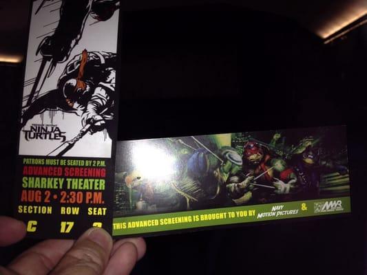 WOOHOO !!!! Teenage Mutant Ninja Turtle Free Advanced screening!!!!! I Luv it!!!