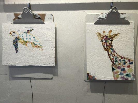 Watercolor Studio -Works in Progress on Crackle Paste