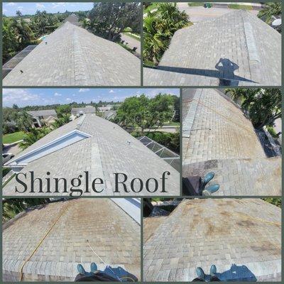 BEFORE & AFTER 
Shingle Roof Cleaning