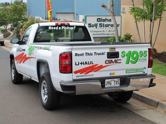 We have U-Haul trucks to rent, including a long-bed pickup.