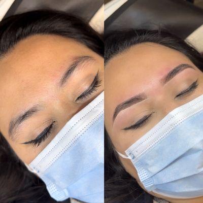 Brow wax and tint before and after