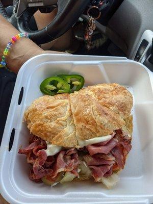 This is their pastrami croissant sandwich. As you can see they're very generous with their meats.