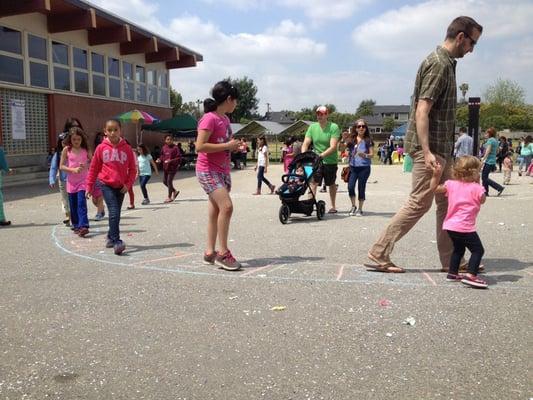 The cake walk at the carnival