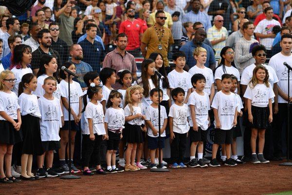 We are at Petco Park! The SDMA kids are amazing, singing The National Anthem!