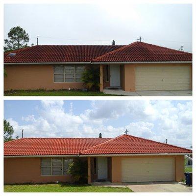 A terra cotta color roof in Lehigh that is brought back to life.