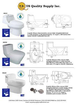 US Quality High Efficiency Toilets