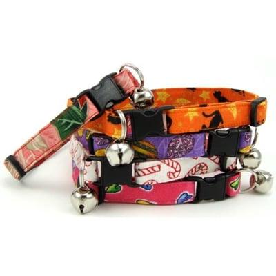 Handmade holiday cat collars