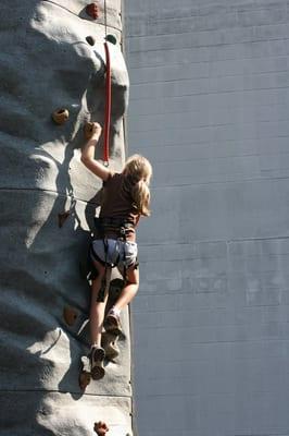 Rock-climbing wall which is brought in to be part of Oktoberfest.