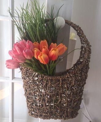 Quality basket and lifelike tulips!