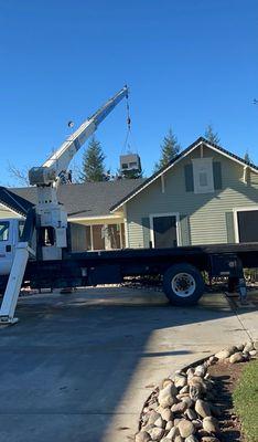 HVAC Roof Unit Installation via Mobile Crane