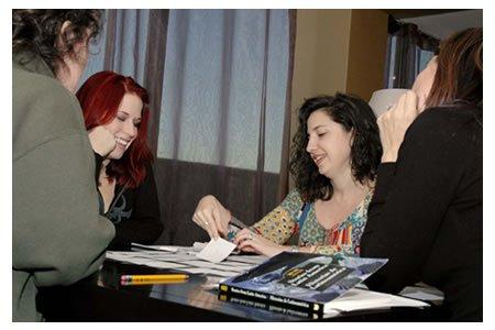 Native Spanish speaking instructor and her students enjoying a full-immersion small group class.