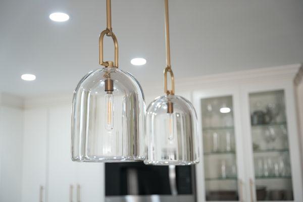 Light with glass shade and skinny bulbs