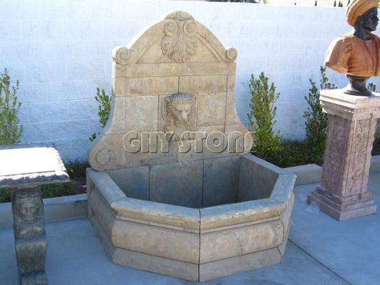 fountain 60"w.x48"dia.x68"h 1600 lbs rustic limestone