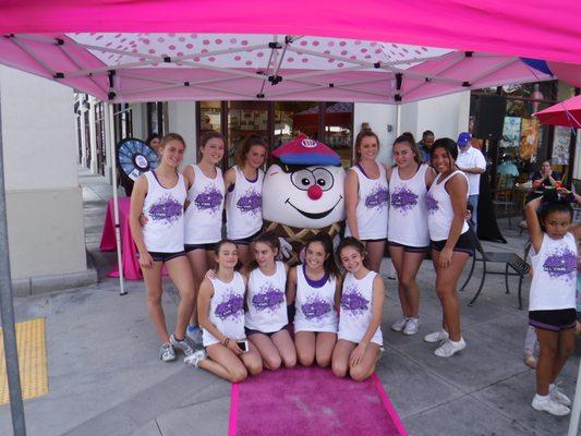 Local cheerleader team with Coney