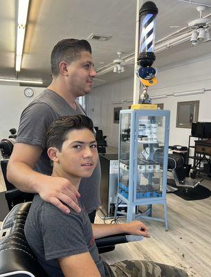 Father and son , haircut day !