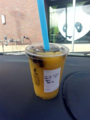 Regular size mango freeze with honey boba