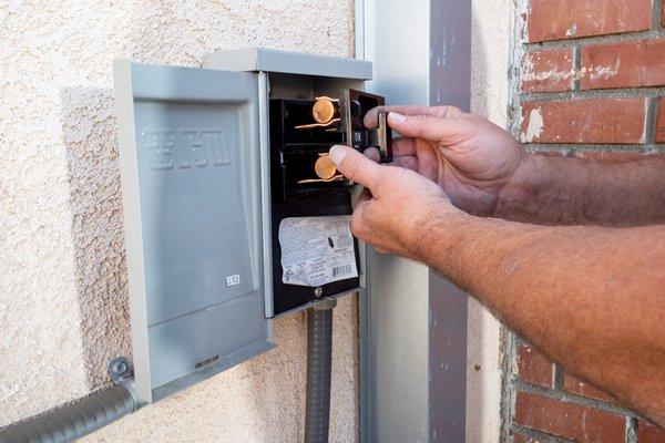 Hooking up the breaker box.