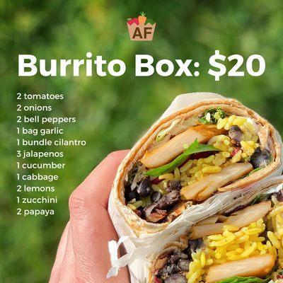 Burrito Box: $20