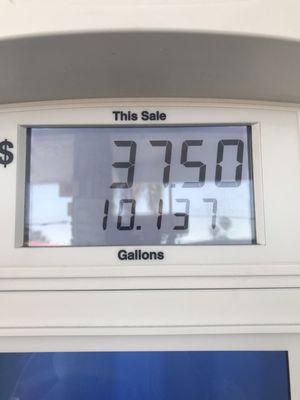 What I paid total with 40 cents off a gallon