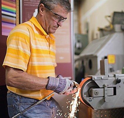 Each club fitted & crafted for you. Founder Jay Turner working on a custom grind.