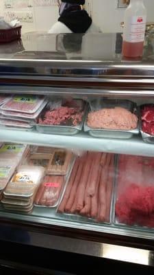 Ground meat and a variety of sausages