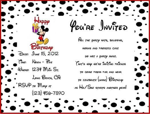 Mickey Mouse Party Invitation