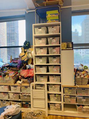 Gently used kids clothing organized by size