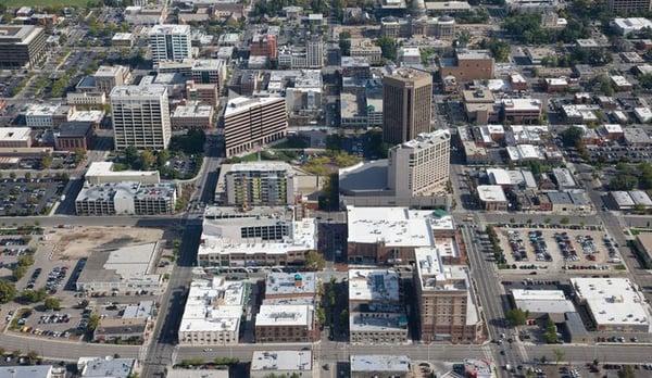 Aerial view of Downtown Boise, Idaho.