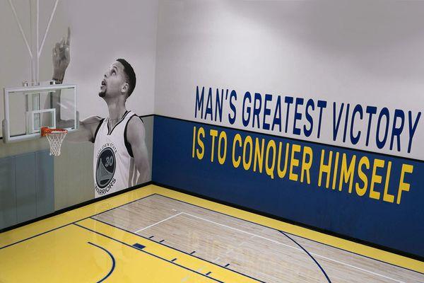 Blow Up Lab's Stephen Curry and text prints for HUB 925 gym