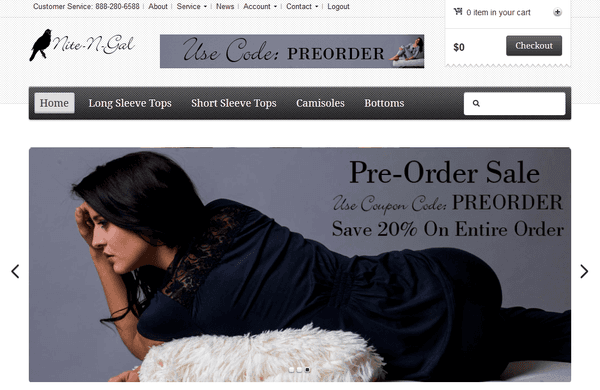 Nite-N-Gal Sleepwear Web Design