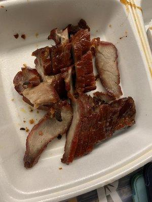 No honey sauce in takeout order; pork was dry.