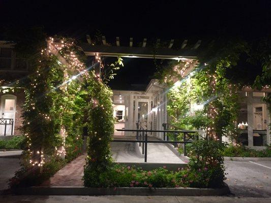 The salon looks so sparkly and welcoming at night