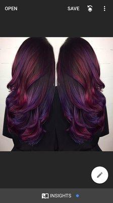 Purple and pink balyage.