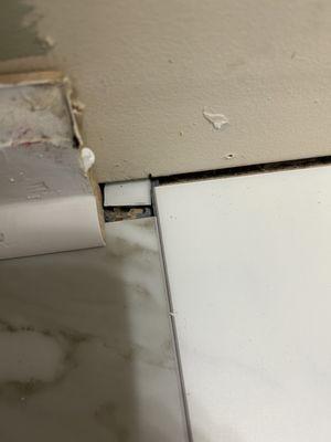 They just did not even bother gluing down this piece of tile when they finished. That is in fact just loose.