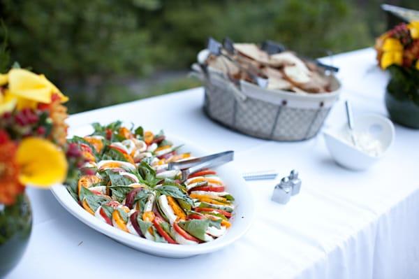 Caprese Salad and Artisan Bread with Herbed Butter (Wedding, July 2011)