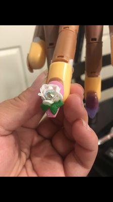 Tappered Balerina nail. 3d rose.